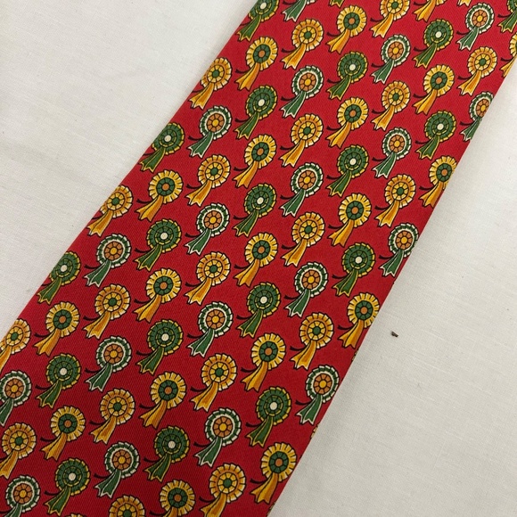 Salvatore Ferragamo Men's Luxury Woven Tie Red Award Ribbon 100% Silk - Picture 4 of 5